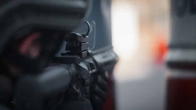 Tähtäimen lähikuva pelissä